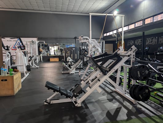 Leg machines: Leg Press, Hack Squat, Leg Extension, Seated Leg Curl, Hip Abduction, Hip Adduction